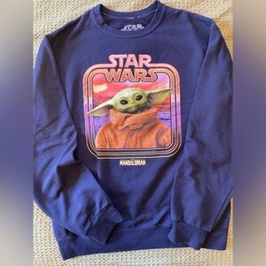 Star Wars Mandalorian Baby Yoda Navy Blue Graphic Sweatshirt